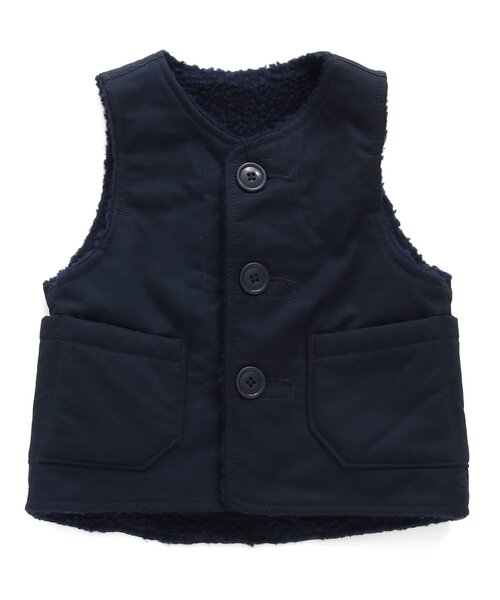 F.O.U（エフオーユー）の「リバーシブルオーバーベスト（ベスト・キッズ・ネイビー/カーキ・100/110/120/130/140）」の2枚目の写真