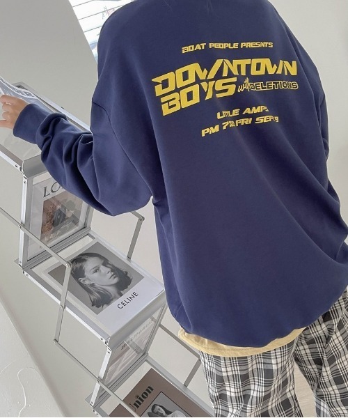 SONA（ソナ）の「SONYUNARA DOWNTOWNバックプリントトレーナー（Tシャツ/カットソー・レディース・ライトグレー/ネイビー・FREE）」の2枚目の写真