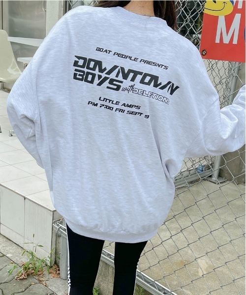 SONA（ソナ）の「SONYUNARA DOWNTOWNバックプリントトレーナー（Tシャツ/カットソー・レディース・ライトグレー/ネイビー・FREE）」の3枚目の写真