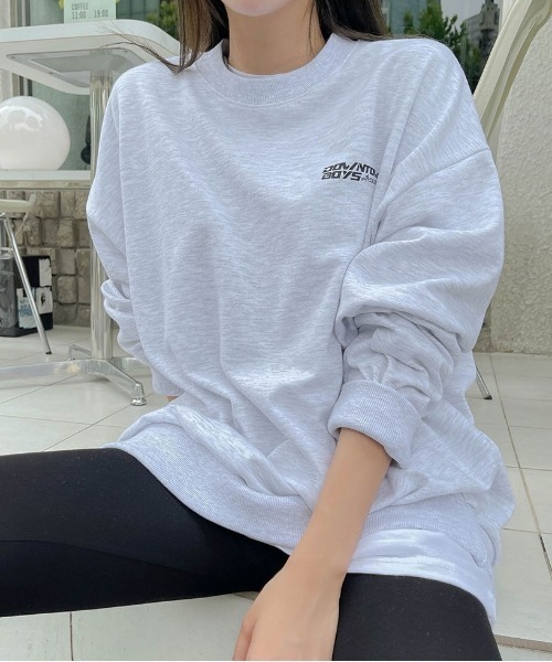 SONA（ソナ）の「SONYUNARA DOWNTOWNバックプリントトレーナー（Tシャツ/カットソー・レディース・ライトグレー/ネイビー・FREE）」の4枚目の写真