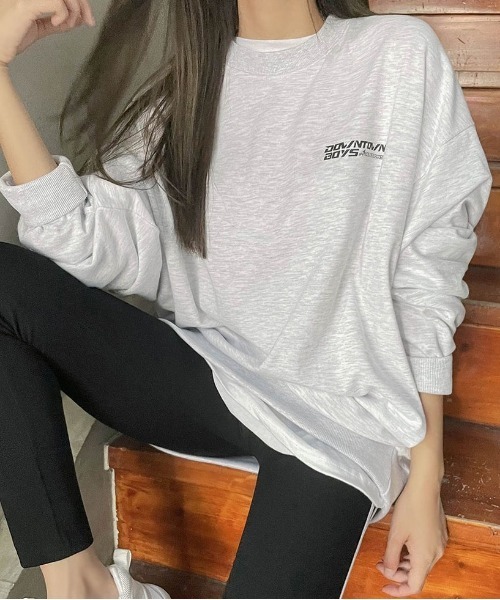 SONA（ソナ）の「SONYUNARA DOWNTOWNバックプリントトレーナー（Tシャツ/カットソー・レディース・ライトグレー/ネイビー・FREE）」の9枚目の写真