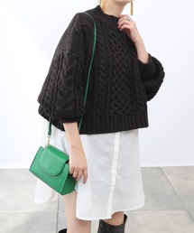 COLONY 2139 | 【洗えるニット】ウール混ロービングニット(ケーブル短丈プルオーバー)(ニット/セーター)