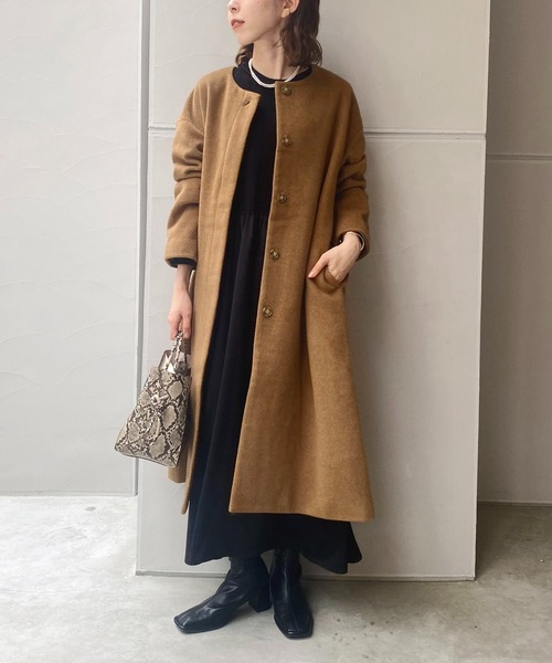 CAPRICIEUX LE'MAGE（カプリシューレマージュ）の「〈WEB限定〉カルゼノーカラーコート（ノーカラーコート・レディース・ブラック/モカ・FREE）」の13枚目の写真