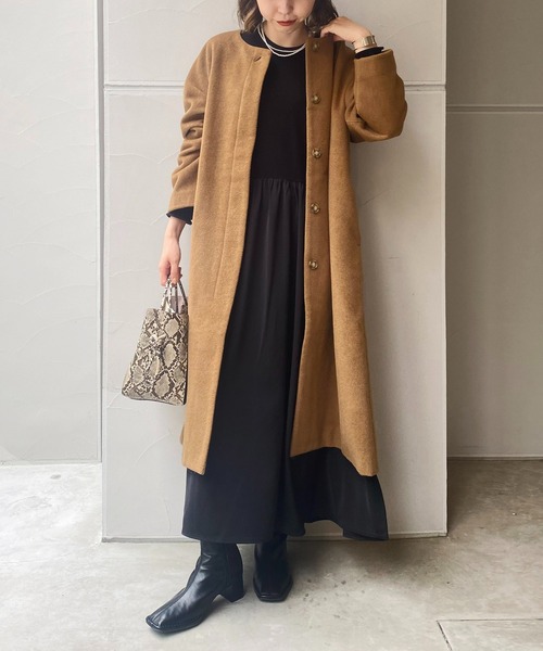 CAPRICIEUX LE'MAGE（カプリシューレマージュ）の「〈WEB限定〉カルゼノーカラーコート（ノーカラーコート・レディース・ブラック/モカ・FREE）」の8枚目の写真