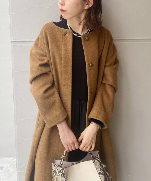CAPRICIEUX LE'MAGE（カプリシューレマージュ）の「〈WEB限定〉カルゼノーカラーコート（ノーカラーコート・レディース・ブラック/モカ・FREE）」の11枚目の写真