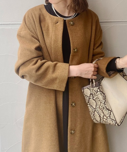 CAPRICIEUX LE'MAGE（カプリシューレマージュ）の「〈WEB限定〉カルゼノーカラーコート（ノーカラーコート・レディース・ブラック/モカ・FREE）」の4枚目の写真