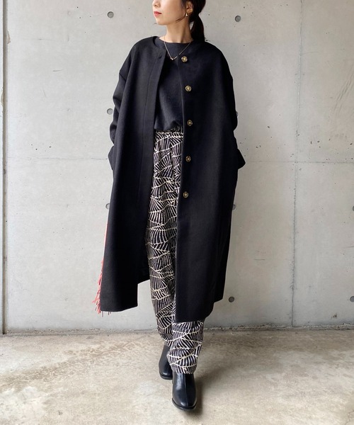 CAPRICIEUX LE'MAGE（カプリシューレマージュ）の「〈WEB限定〉カルゼノーカラーコート（ノーカラーコート・レディース・ブラック/モカ・FREE）」の6枚目の写真