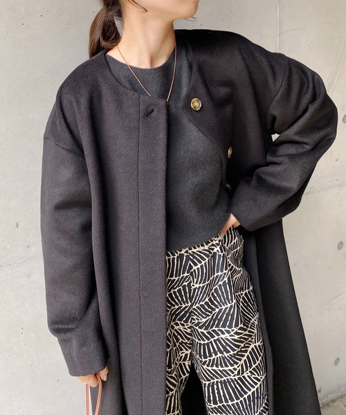 CAPRICIEUX LE'MAGE（カプリシューレマージュ）の「〈WEB限定〉カルゼノーカラーコート（ノーカラーコート・レディース・ブラック/モカ・FREE）」の14枚目の写真