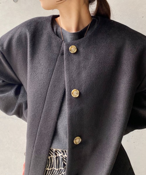 CAPRICIEUX LE'MAGE（カプリシューレマージュ）の「〈WEB限定〉カルゼノーカラーコート（ノーカラーコート・レディース・ブラック/モカ・FREE）」の9枚目の写真