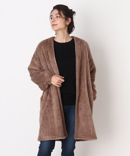 DRESKIP（ドレスキップ）の「◆パイピングボアコ－ディガン（カーディガン/ボレロ・レディース・グレー系その他/サンドベージュ/グレー/オフホワイト・00）」の4枚目の写真