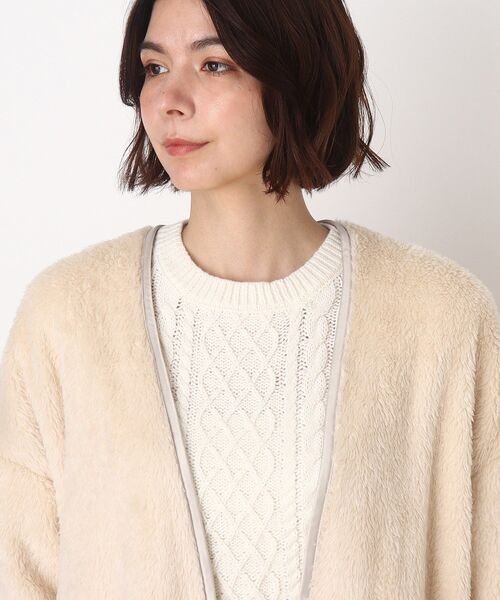 DRESKIP（ドレスキップ）の「◆パイピングボアコ－ディガン（カーディガン/ボレロ・レディース・グレー系その他/サンドベージュ/グレー/オフホワイト・00）」の11枚目の写真