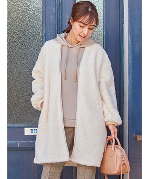 DRESKIP（ドレスキップ）の「◆パイピングボアコ－ディガン（カーディガン/ボレロ・レディース・グレー系その他/サンドベージュ/グレー/オフホワイト・00）」の6枚目の写真