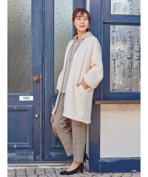 DRESKIP（ドレスキップ）の「◆パイピングボアコ－ディガン（カーディガン/ボレロ・レディース・グレー系その他/サンドベージュ/グレー/オフホワイト・00）」の12枚目の写真