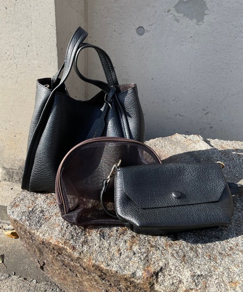 DouDou（ドゥドゥ）の「ミニショルダー付ソフトレザー調ミニバッグ（トートバッグ・レディース・アイボリー/ブラック/ベージュ/サックスブルー/グリーン・FREE）」の3枚目の写真