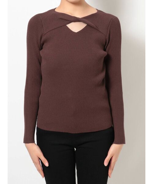 LAGUNAMOON（ラグナムーン）の「ツイストリブニットプルオーバー（ニット/セーター・レディース・ブラック/ベージュ/ブラウン・FREE）」の7枚目の写真