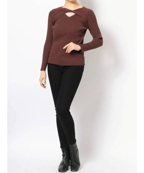 LAGUNAMOON（ラグナムーン）の「ツイストリブニットプルオーバー（ニット/セーター・レディース・ブラック/ベージュ/ブラウン・FREE）」の6枚目の写真