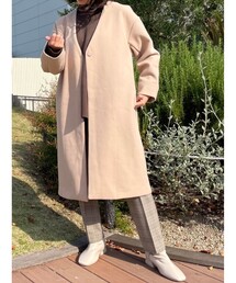 DRESKIP | ノーカラーVネックコート(ノーカラーコート)