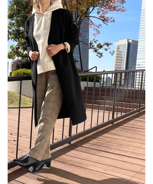 DRESKIP(ドレスキップ)の「◆ノーカラーVネックコート(ノーカラーコート・レディース・ブラック/カーキ/サンドベージュ・02/03)」の5枚目の写真