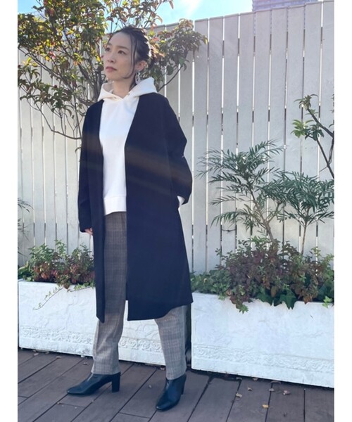 DRESKIP(ドレスキップ)の「◆ノーカラーVネックコート(ノーカラーコート・レディース・ブラック/カーキ/サンドベージュ・02/03)」の7枚目の写真