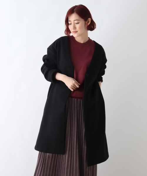 DRESKIP(ドレスキップ)の「◆ノーカラーVネックコート(ノーカラーコート・レディース・ブラック/カーキ/サンドベージュ・02/03)」の8枚目の写真