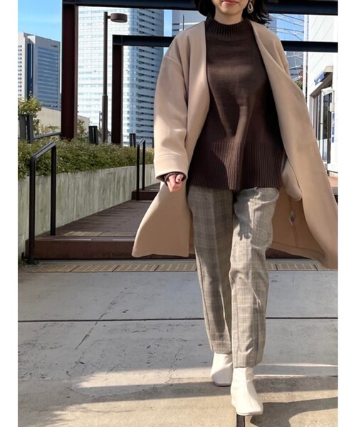 DRESKIP(ドレスキップ)の「◆ノーカラーVネックコート(ノーカラーコート・レディース・ブラック/カーキ/サンドベージュ・02/03)」の17枚目の写真