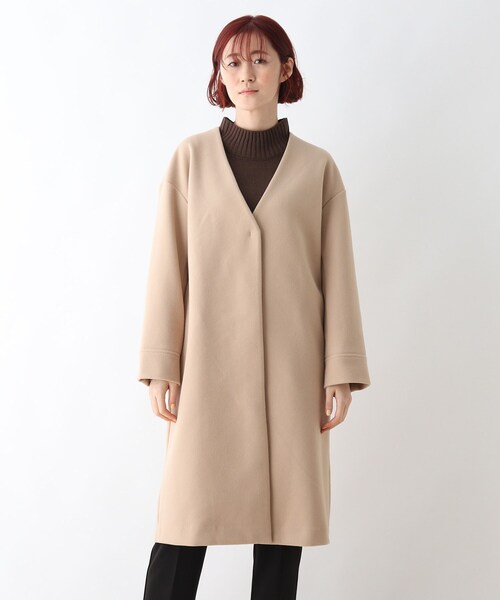 DRESKIP(ドレスキップ)の「◆ノーカラーVネックコート(ノーカラーコート・レディース・ブラック/カーキ/サンドベージュ・02/03)」の18枚目の写真