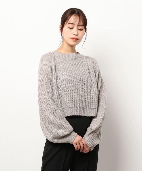 Allamanda（アラマンダ）の「モヘアタッチBackリボンニット（ニット/セーター・レディース・ピンク/アイボリー/ライトグレー・M）」の2枚目の写真