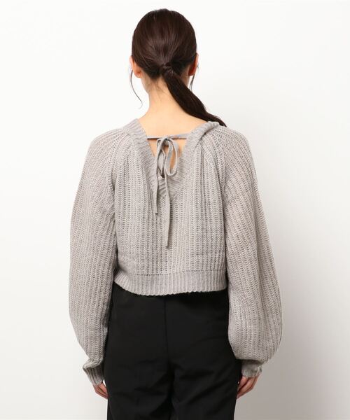 Allamanda（アラマンダ）の「モヘアタッチBackリボンニット（ニット/セーター・レディース・ピンク/アイボリー/ライトグレー・M）」の5枚目の写真