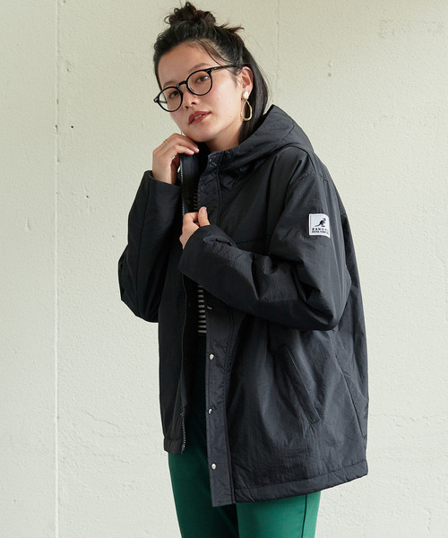 KANGOL EXTRA COMFORT(カンゴールエクストラコンフォート)の「【KANGOL EXTRA COMFORT(カンゴール エクストラ コンフォート)】《WEB限定》ロゴワッペン 配色中綿 ライトジャケット(ブルゾン・レディース・ブラック/グレー/チャコール/ベージュ・M/L/LL)」の15枚目の写真