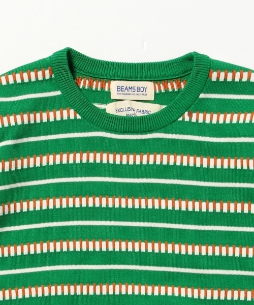BEAMS BOY（ビームスボーイ）の「BEAMS BOY / 12ゲージ BOY ボーダー クルー ショートスリーブ（ニット/セーター・レディース・ナチュラル/グリーン/ネイビー・ONE SIZE）」の17枚目の写真