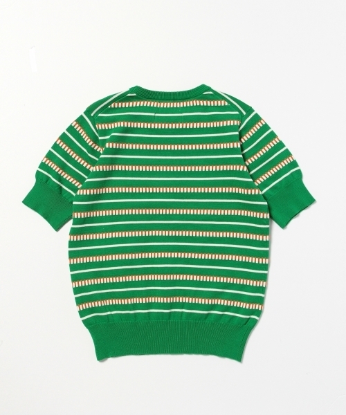 BEAMS BOY（ビームスボーイ）の「BEAMS BOY / 12ゲージ BOY ボーダー クルー ショートスリーブ（ニット/セーター・レディース・ナチュラル/グリーン/ネイビー・ONE SIZE）」の20枚目の写真