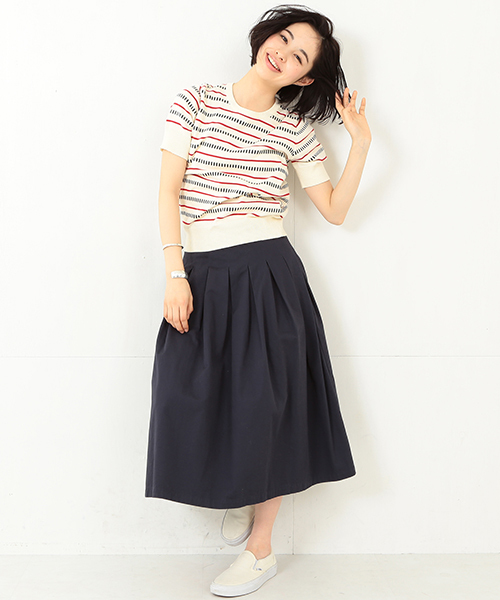 BEAMS BOY（ビームスボーイ）の「BEAMS BOY / 12ゲージ BOY ボーダー クルー ショートスリーブ（ニット/セーター・レディース・ナチュラル/グリーン/ネイビー・ONE SIZE）」の15枚目の写真