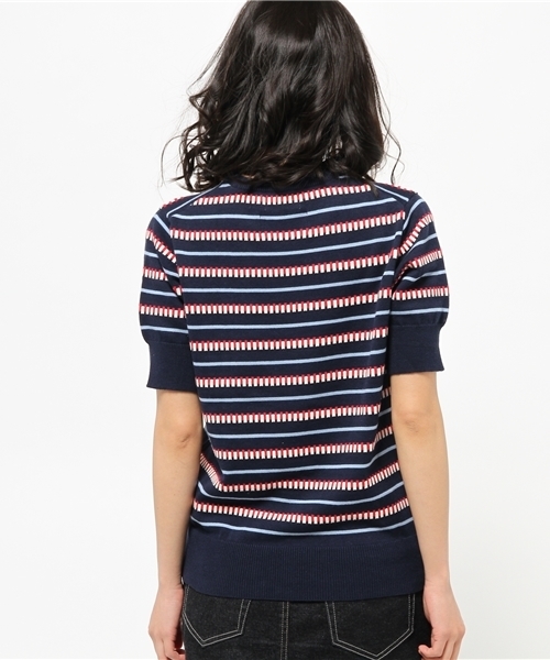 BEAMS BOY（ビームスボーイ）の「BEAMS BOY / 12ゲージ BOY ボーダー クルー ショートスリーブ（ニット/セーター・レディース・ナチュラル/グリーン/ネイビー・ONE SIZE）」の10枚目の写真