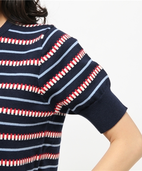 BEAMS BOY（ビームスボーイ）の「BEAMS BOY / 12ゲージ BOY ボーダー クルー ショートスリーブ（ニット/セーター・レディース・ナチュラル/グリーン/ネイビー・ONE SIZE）」の8枚目の写真