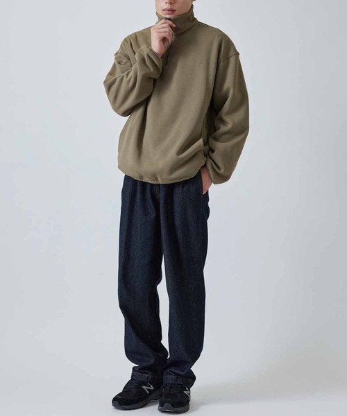 ADAM ET ROPE'（アダムエロペ）の「バックフリース ハーフジップ プルオーバー/保温力/軽量性（スウェット・メンズ・ブラック/イエロー系その他3・M/L）」の4枚目の写真