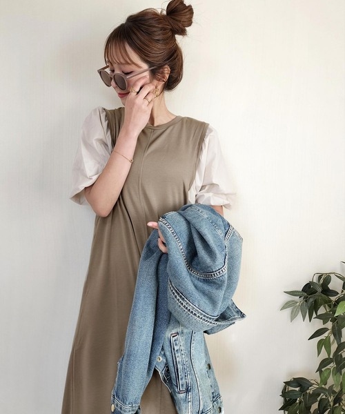 classicalelf（クラシカルエルフ）の「旬顔、ぽわん袖。異素材ドッキングワンピース（ワンピース・レディース・ブラック/ベージュ/ブラック系その他/ブラック系その他2/ブラック系その他3/モカ・MEDIUM/LARGE/X-LARGE/SMALL）」の18枚目の写真