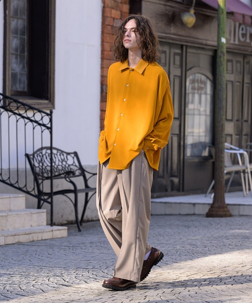 CASPER JOHN（キャスパージョン）の「Drape huge shirts/ドレープヒュージシャツ（シャツ/ブラウス・メンズ・ホワイト/ブラック/グリーン/ライトグリーン/マスタード/ライトパープル・SMALL/MEDIUM/LARGE）」の6枚目の写真