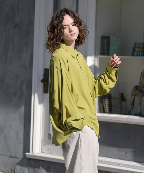 CASPER JOHN（キャスパージョン）の「Drape huge shirts/ドレープヒュージシャツ（シャツ/ブラウス・メンズ・ホワイト/ブラック/グリーン/ライトグリーン/マスタード/ライトパープル・SMALL/MEDIUM/LARGE）」の9枚目の写真