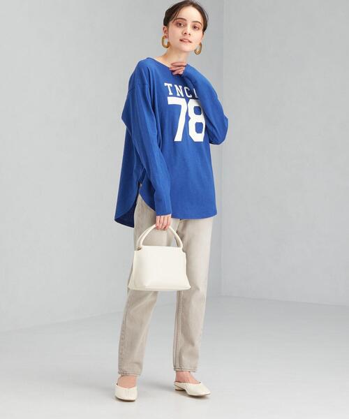 green label relaxing（グリーンレーベルリラクシング）の「＜Tanacana (タナカーナ)＞ 天竺 ロゴ テール Tシャツ（Tシャツ/カットソー・レディース・オフホワイト/ロイヤルブルー/グレー・FREE）」の9枚目の写真