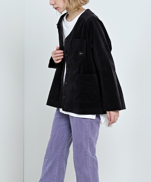 LUPILIEN(ルピリアン)の「【LUPILIEN】ウォッシュコーデュロイノーカラージャケット(ノーカラージャケット・レディース・チャコールグレー/パープル/アイボリー・FREE)」の4枚目の写真