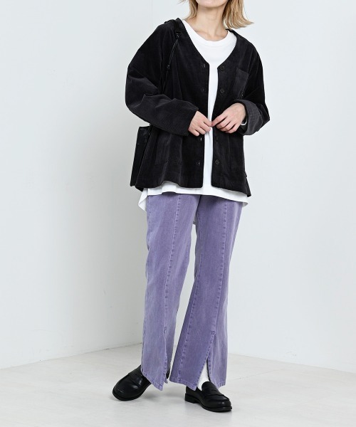 LUPILIEN(ルピリアン)の「【LUPILIEN】ウォッシュコーデュロイノーカラージャケット(ノーカラージャケット・レディース・チャコールグレー/パープル/アイボリー・FREE)」の20枚目の写真