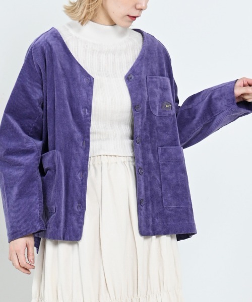 LUPILIEN(ルピリアン)の「【LUPILIEN】ウォッシュコーデュロイノーカラージャケット(ノーカラージャケット・レディース・チャコールグレー/パープル/アイボリー・FREE)」の12枚目の写真