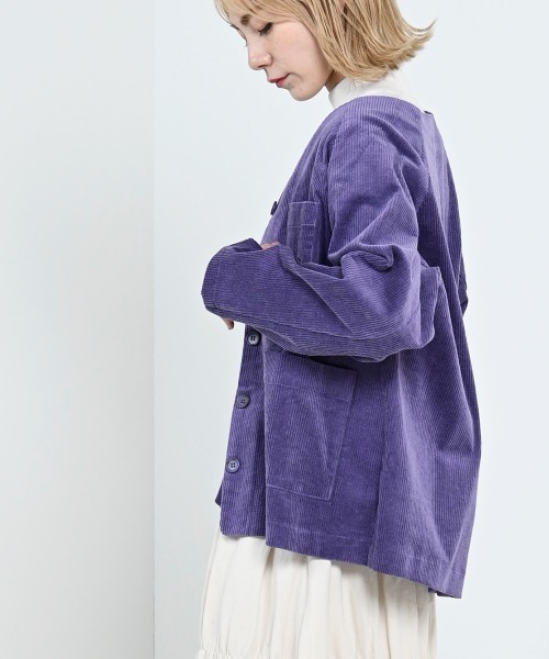 LUPILIEN(ルピリアン)の「【LUPILIEN】ウォッシュコーデュロイノーカラージャケット(ノーカラージャケット・レディース・チャコールグレー/パープル/アイボリー・FREE)」の15枚目の写真
