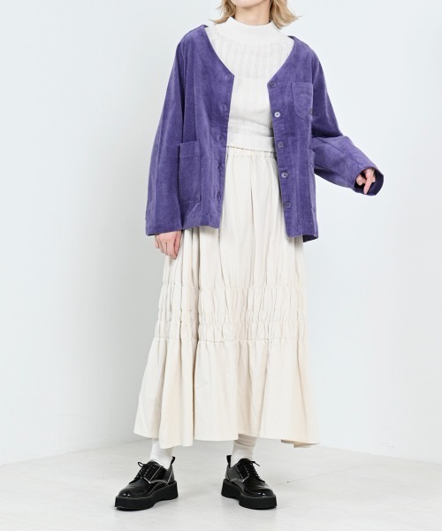 LUPILIEN(ルピリアン)の「【LUPILIEN】ウォッシュコーデュロイノーカラージャケット(ノーカラージャケット・レディース・チャコールグレー/パープル/アイボリー・FREE)」の10枚目の写真