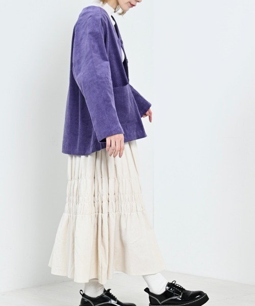 LUPILIEN(ルピリアン)の「【LUPILIEN】ウォッシュコーデュロイノーカラージャケット(ノーカラージャケット・レディース・チャコールグレー/パープル/アイボリー・FREE)」の8枚目の写真