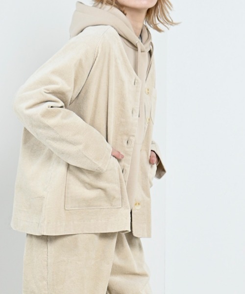 LUPILIEN(ルピリアン)の「【LUPILIEN】ウォッシュコーデュロイノーカラージャケット(ノーカラージャケット・レディース・チャコールグレー/パープル/アイボリー・FREE)」の5枚目の写真