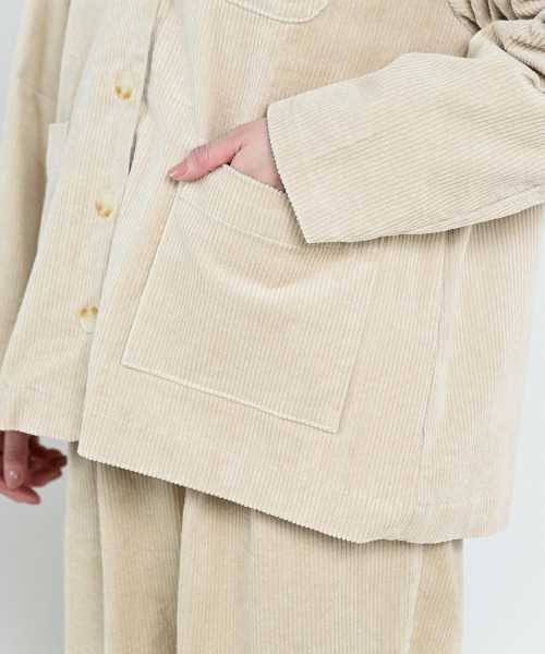 LUPILIEN(ルピリアン)の「【LUPILIEN】ウォッシュコーデュロイノーカラージャケット(ノーカラージャケット・レディース・チャコールグレー/パープル/アイボリー・FREE)」の11枚目の写真