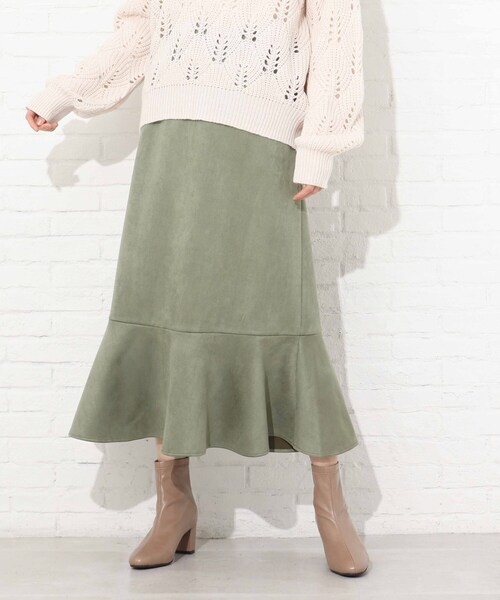 Cutie Blonde(キューティーブロンド)の「◆【S-L】フェイクスエードマーメイドスカート(スカート・レディース・ベージュ/カーキ・01/02/03)」の13枚目の写真