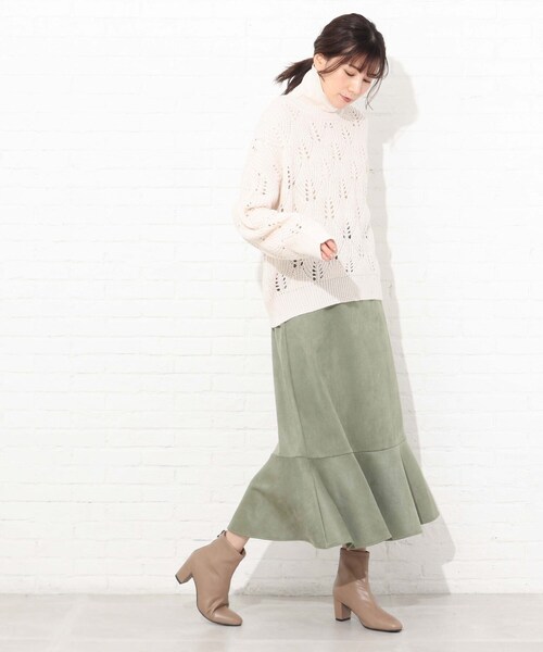 Cutie Blonde(キューティーブロンド)の「◆【S-L】フェイクスエードマーメイドスカート(スカート・レディース・ベージュ/カーキ・01/02/03)」の3枚目の写真