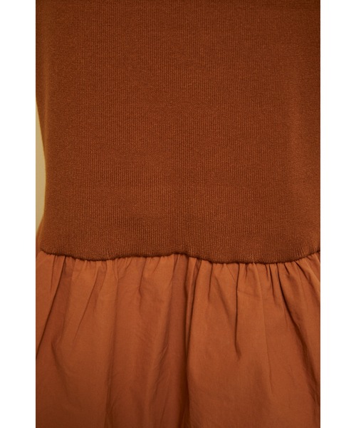 HeRIN.CYE Rib hem knit SK ブラウン フレアスカート HeRIN.CYE（ヘリンドットサイ）の「Rib hem knit SK（スカート